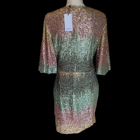 One33 Social Mint Multi Hombre Sequin Dress Size 12 NWT - Picture 5 of 9